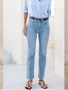 AYR Light Blue High-Rise Straight-Leg Jeans